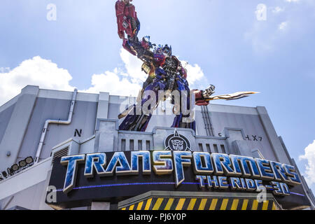 ORLANDO, FLORIDA, USA - MAY 08, 2018: Universal Studios. Entrance of Transformers 3D ride. Stock Photo