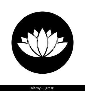 Vector black lotus icon in black circle Stock Vector