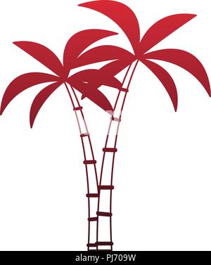 Palms tree isolated red lines Stock Vector