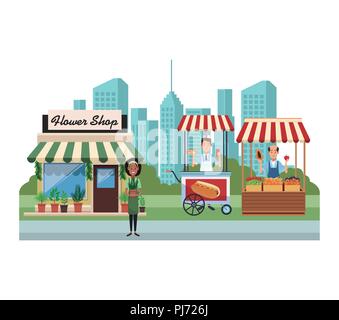 Food booth and shops Stock Vector