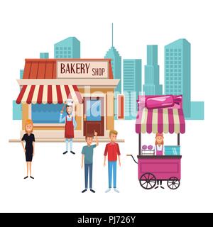 Food booth and shops Stock Vector