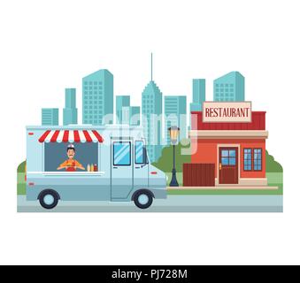 Food booth and shops Stock Vector