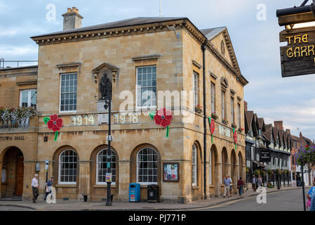 WWI Illuminated Tribute on Stratford Upon Avon Town Hall Stock Photo