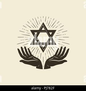 Star of David, symbol. Israel or Judaism emblem. Vector illustration Stock Vector