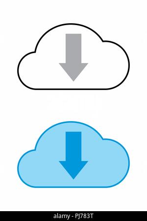 Icons of download cloud on the white background Stock Vector