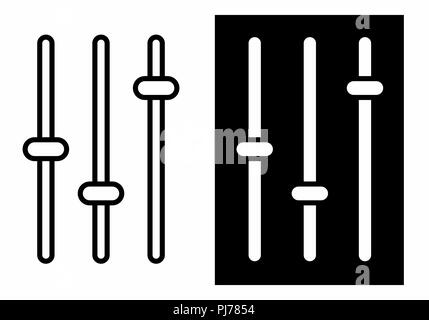 Black and white illustrations of equalizer control icons Stock Vector