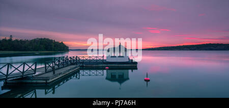 Sunrise at the bath house in Saltsjöbaden in the province of Nacka on the east coast of Sweden. Stock Photo