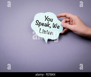 Listen Concept text Stock Photo - Alamy