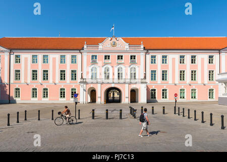 Toompea Castle, view of the scenic front entrance of Toompea Castle in Tallinn, a palace that serves as the Estonia Parliament building. Stock Photo