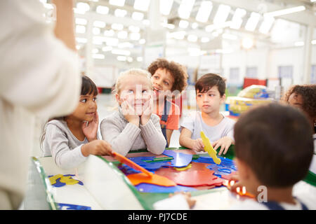 Kids playing in science center Stock Photo