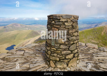 View from the top of the mountain, Snowdonia National Park, North Wales, United Kingdom. view of the mountains and the lakes, selective focus Stock Photo