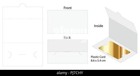 plastic card envelope die-cut template mockup Stock Vector