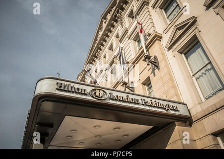 Entrance and exterior of Hilton London Paddington, London, UK Stock Photo