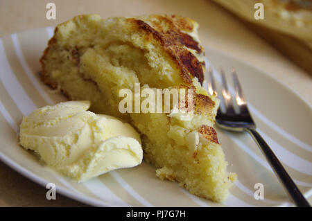 Apple pie with ice cream on plate. Traditional autumns cake dessert. Stock Photo