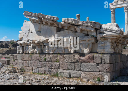 Temple of Trajan in ancient city Pergamon, Bergama, Turkey in a beautiful summer day Stock Photo