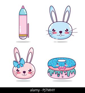 Set of kawaii cartoons Stock Vector