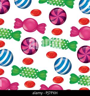 sweet confectionery candies bonbons tasty background vector illustration Stock Vector