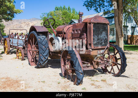 Old Mccormick-Derring tractor. The trademark name of a line farm machinery manufactured by the International Harvester Company. Benton hot springs Ca Stock Photo