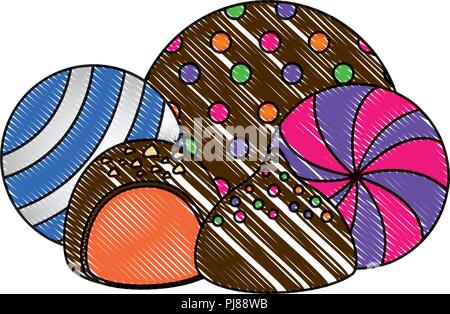 Sweet Candies Chocolate Bon Bons Caramels Vector Illustration Stock ...