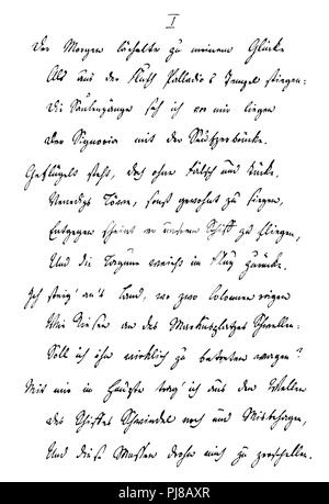 Sonnet by August Graf von Platen-Hallermünde, early version of 'Neues aus Venedig', 1824, Stock Photo