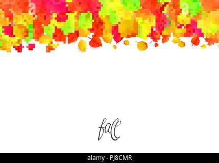 Seamless border pattern of falling autumn leaves. Vector Stock Vector