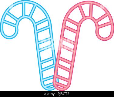 neon two sweet candy canes peppermint Stock Vector