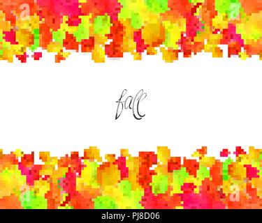 Seamless border pattern of falling autumn leaves. Vector Stock Vector