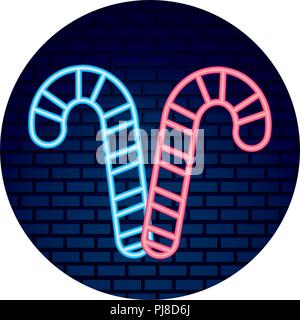 neon two sweet candy canes peppermint Stock Vector