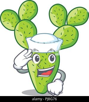Sailor opuntia cactus isolated on character cartoon Stock Vector