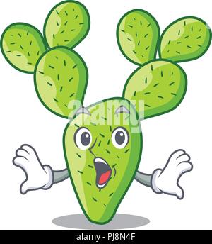 Surprised beautiful opuntia cactus in the garden Stock Vector