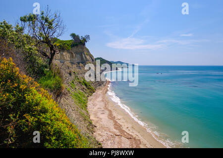 Cliff at Cape Rodon, Kepi i Rodonit, Adriatic Sea, municipality of Ishëm, Durrës, Durres, Albania Stock Photo