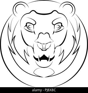 Head of a lion. Vector logo. Linear art. Concept of power and power. Stock Vector