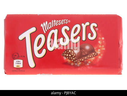 Bar of Maltesers Teasers chocolate on white background Stock Photo