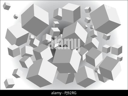 abstract background with white 3d cubes Stock Vector