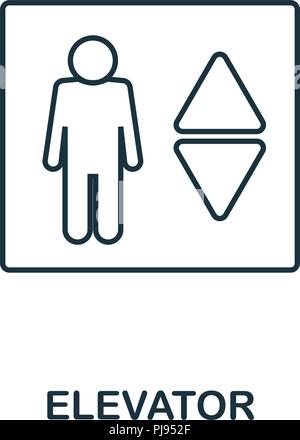 Elevator icon. Simple element illustration. Elevator outline icon design from real estate collection. Web design, apps, software and print usage. Stock Vector