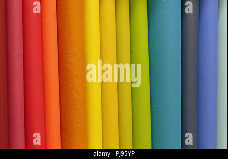 fabrics of many colors for sale in a haberdashery Stock Photo