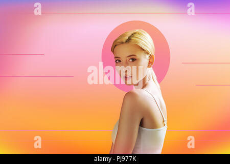 Pleasant attractive model posing for a photo Stock Photo