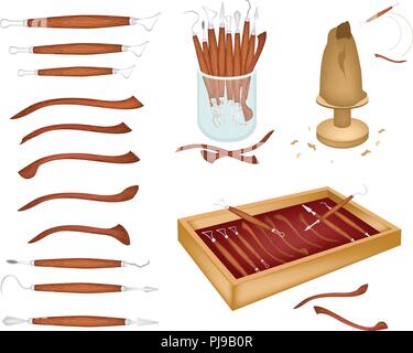 Collection Of Sculpting Tools Set Of Clay Modeling Instrument Wood