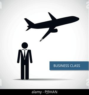 Benefits of flights in business class businessman pictogram vector illustration EPS10 Stock Vector