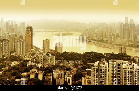Aerial view of the city skyline, Chongqing, China. Stock Photo
