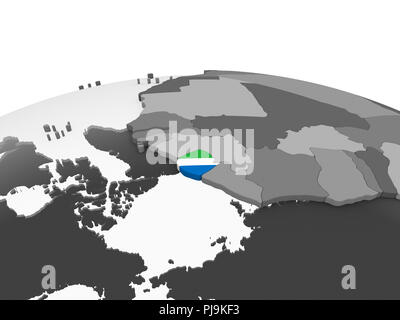 Sierra Leone on gray political globe with embedded flag. 3D ...