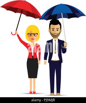 a couple with umbrellas Stock Vector