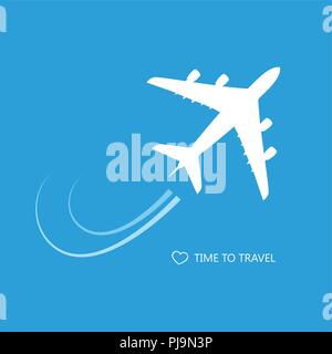 passenger airplane time to travel blue background vector illustration EPS10 Stock Vector