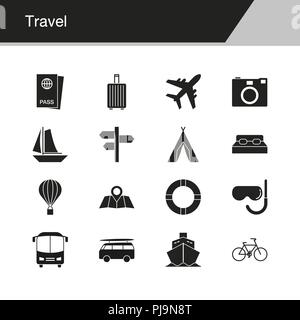 Travel icons. Design for presentation, graphic design, mobile application, web design, infographics. Vector illustration. Stock Vector