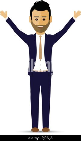 business man hands up greeting Stock Vector