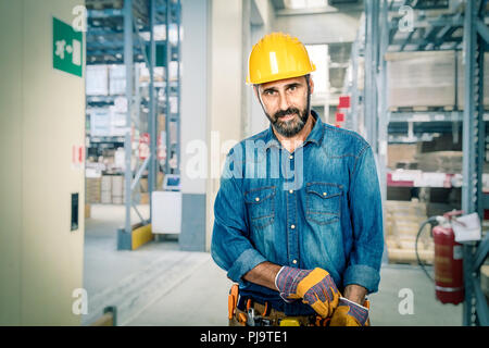 portrait of worker wearing gloves Stock Photo