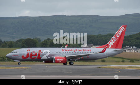 Jet2 Airlines departs Glasgow International Airport, Renfrewshire, Scotland - 14th June 2018 Stock Photo