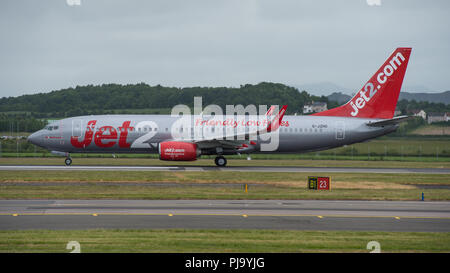 Jet2 Airlines departs Glasgow International Airport, Renfrewshire, Scotland - 14th June 2018 Stock Photo