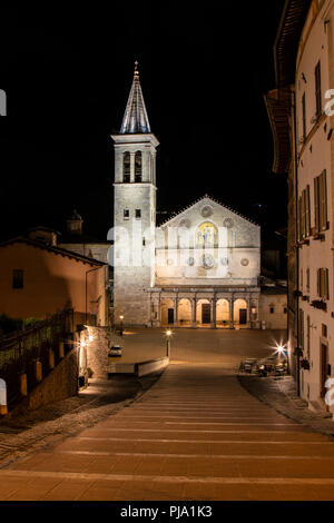 The Cathedral of Santa Maria Assunta is the main place of Catholic worship in the city of Spoleto, the mother church of the Archdiocese of Spoleto-Nor Stock Photo