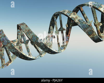 Damaged DNA Strands. 3D rendering Stock Photo